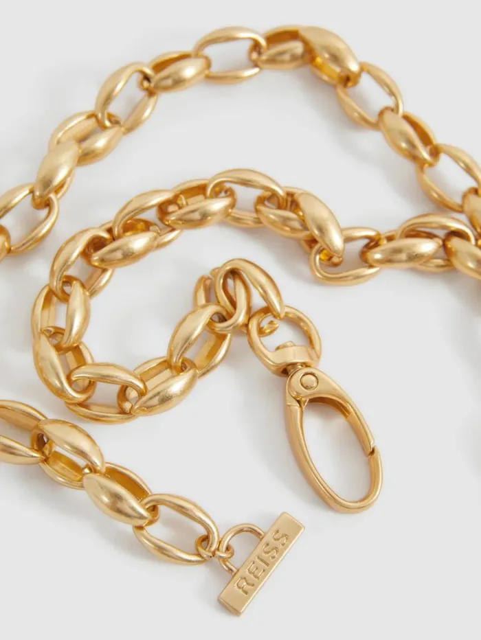 REISS Belts Women Oval Metal Chain Belt Gold