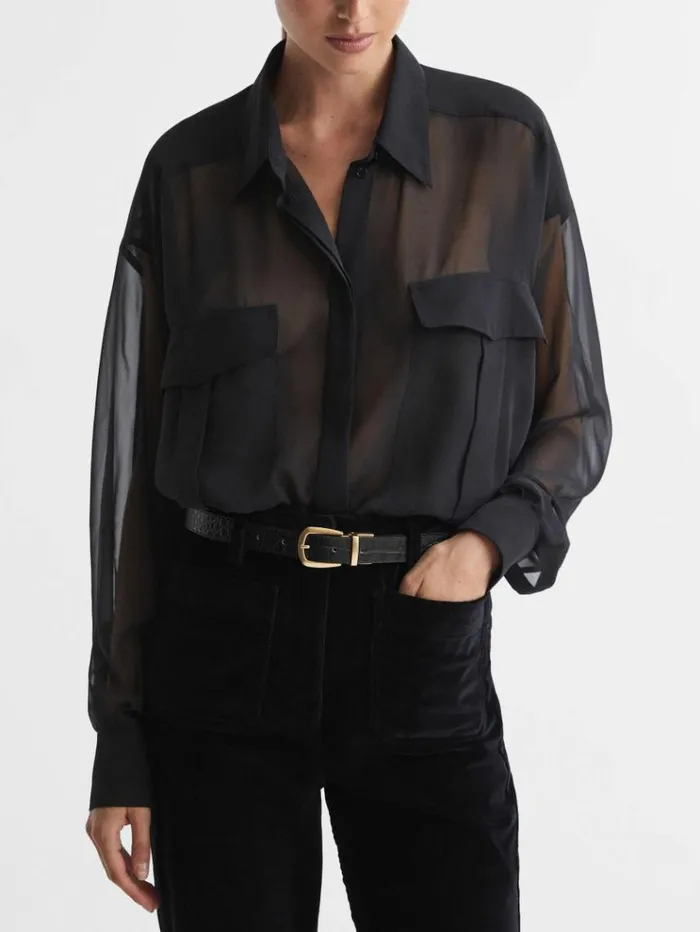 REISS Belts Women Reversible Leather Belt Blackcamel
