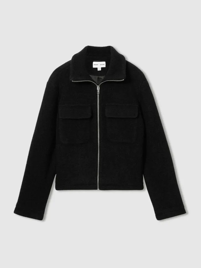 REISS Blazers and Jackets Women Reiss Les 100 Ciels BoiledWool Boucl Jacket Black
