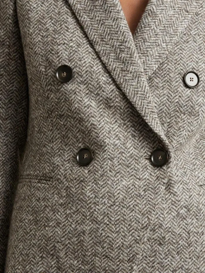 REISS Blazers and Jackets Women Wool And CottonBlend Tweed Suit Jacket Grey