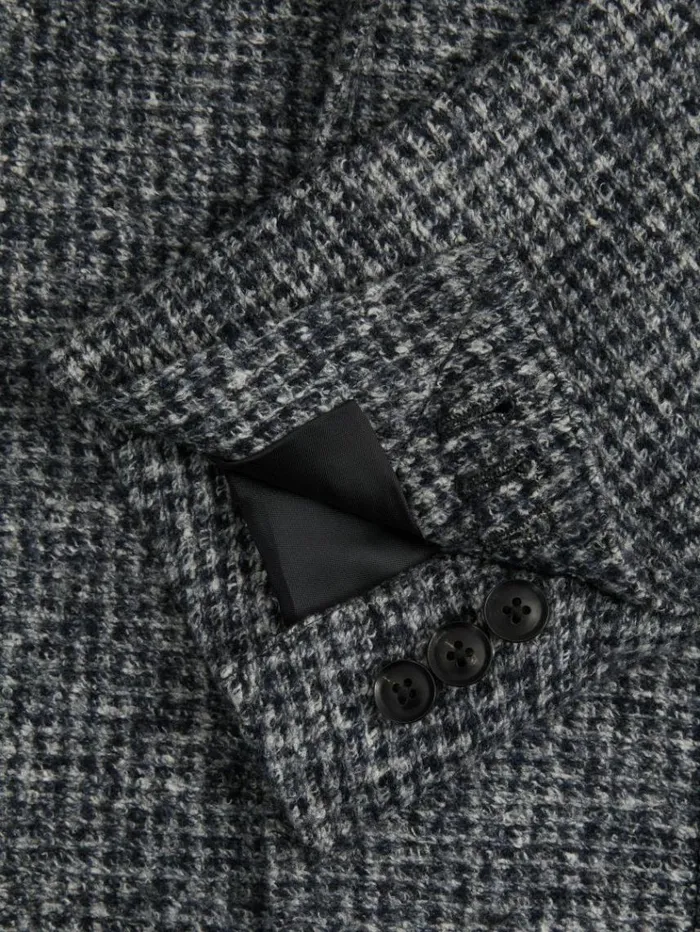 REISS Blazers Men Tweed Single Breasted Blazer With Wool Navygrey