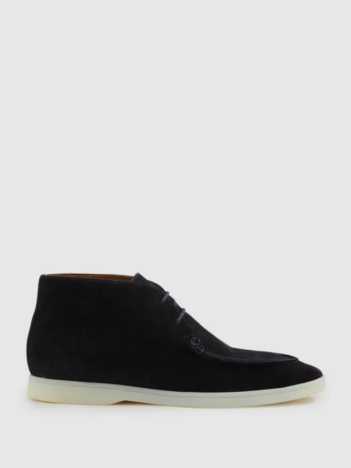 REISS Boots Men Suede Chukka Boots Navy