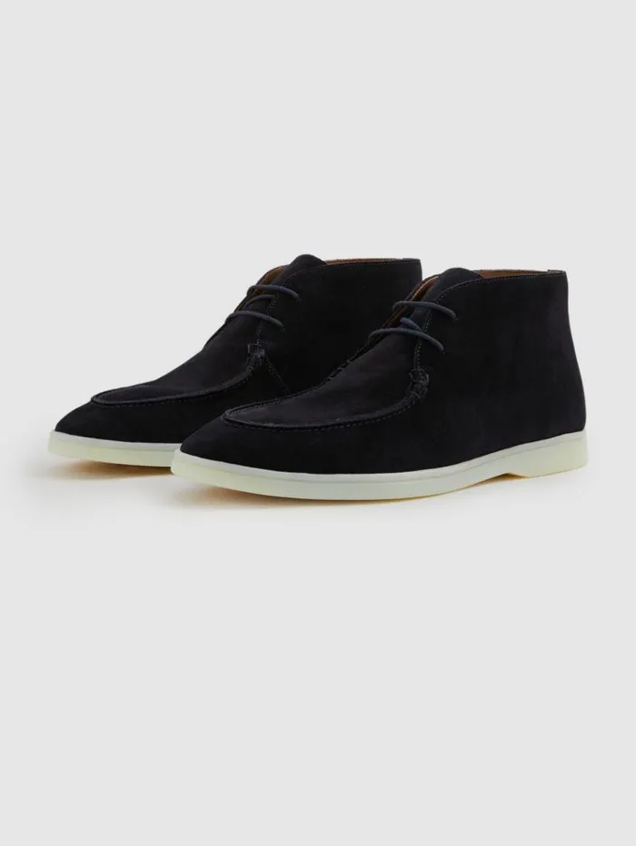REISS Boots Men Suede Chukka Boots Navy