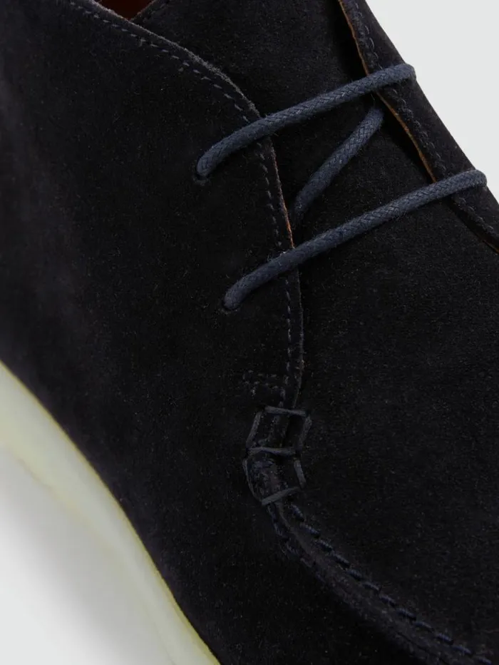 REISS Boots Men Suede Chukka Boots Navy