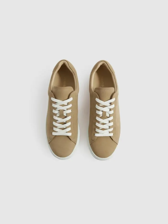 REISS Casual Shoes Men Nubuck Leather Low Top Trainers Camel