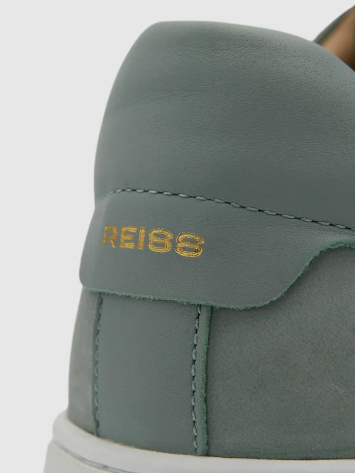 REISS Casual Shoes Men Nubuck Leather Low Top Trainers Pistachio
