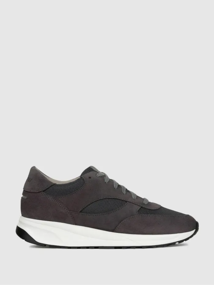 REISS Casual Shoes Men Unseen Footwear Suede And Mesh Rozel Trainers Grey