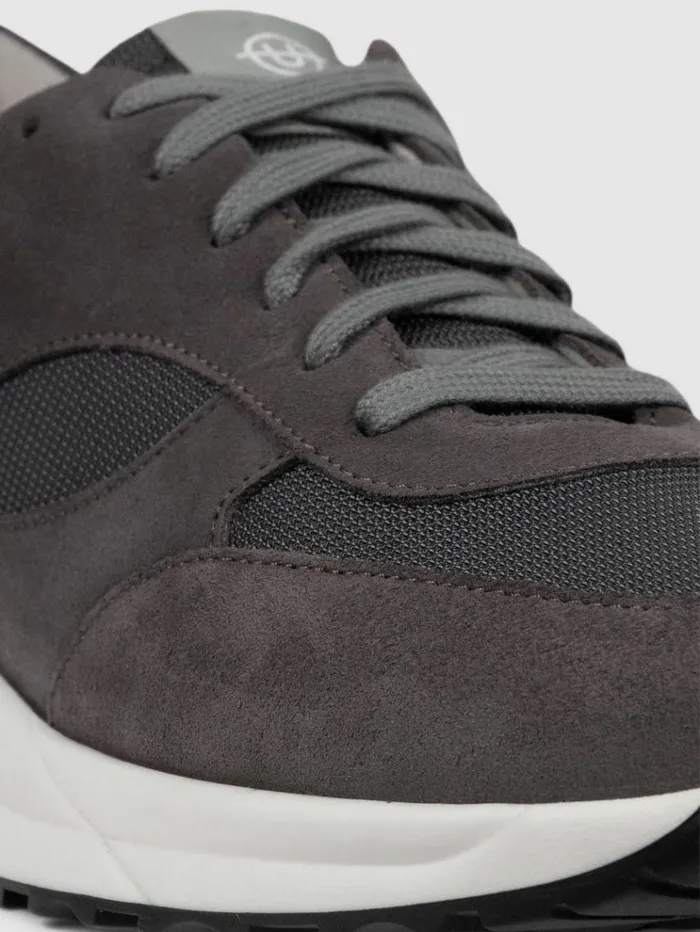 REISS Casual Shoes Men Unseen Footwear Suede And Mesh Rozel Trainers Grey