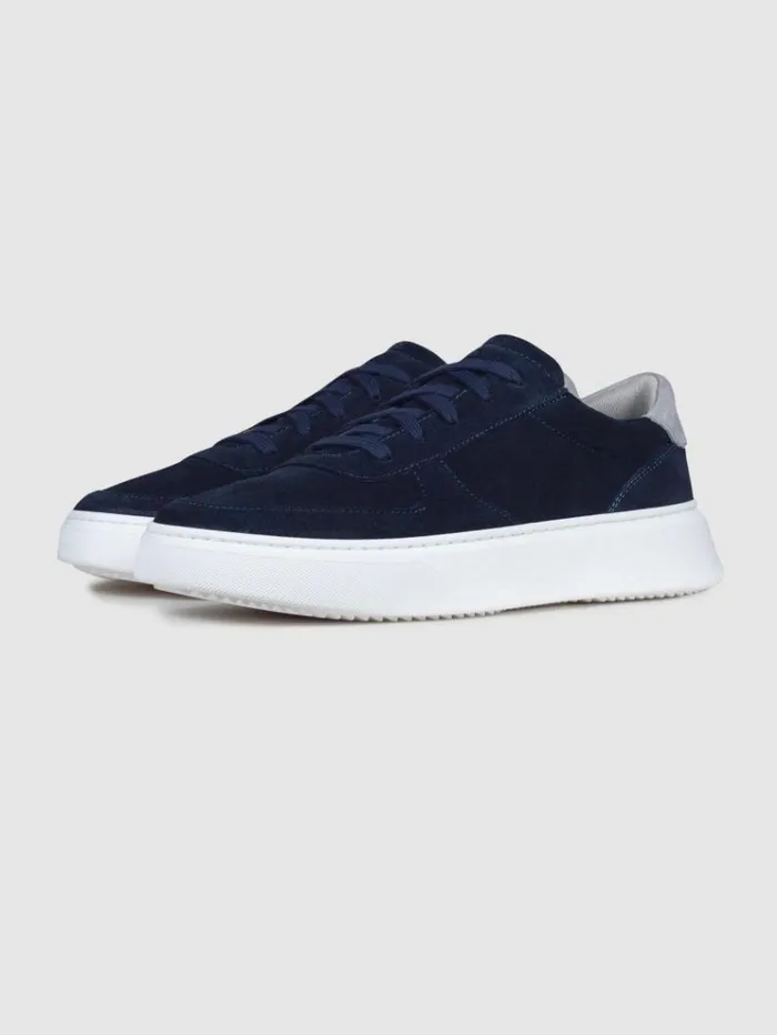 REISS Casual Shoes Men Unseen Footwear Suede Marais Trainers Navygrey