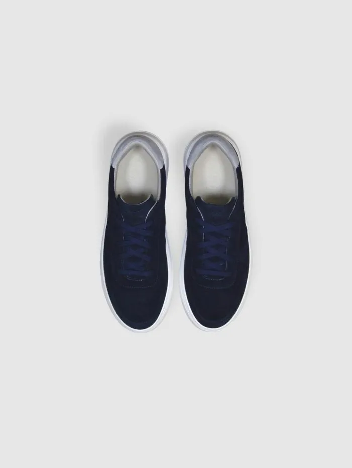 REISS Casual Shoes Men Unseen Footwear Suede Marais Trainers Navygrey