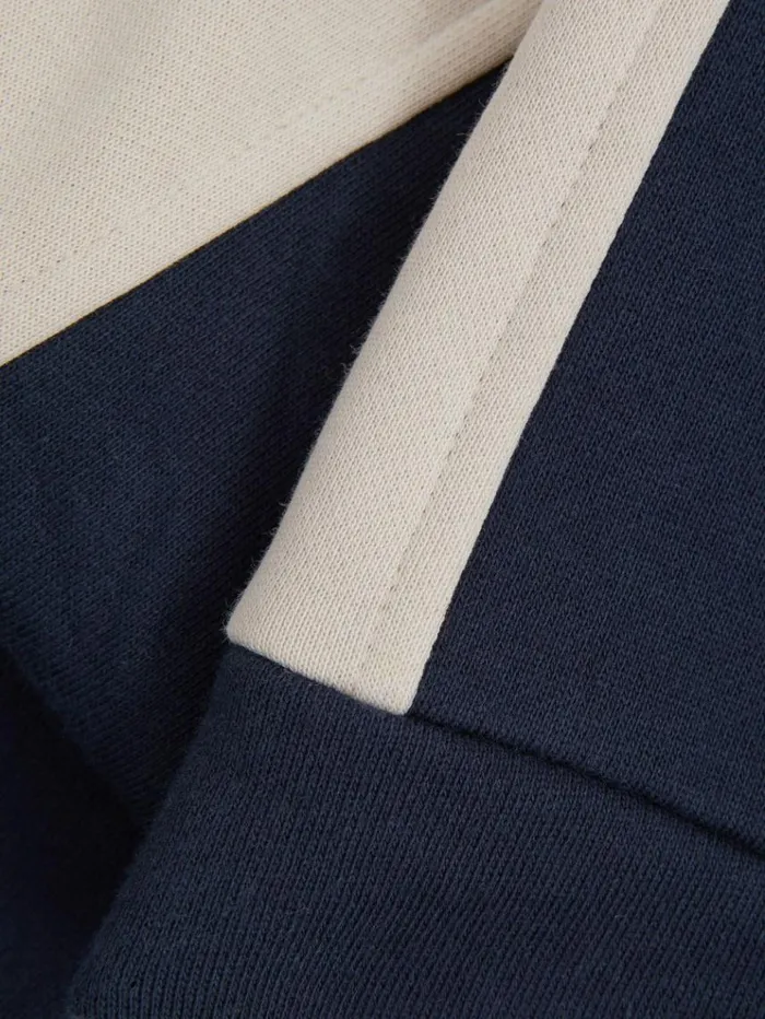 REISS CoOrds Children Cotton Blend Colourblock Hoodie And Joggers Set Navy
