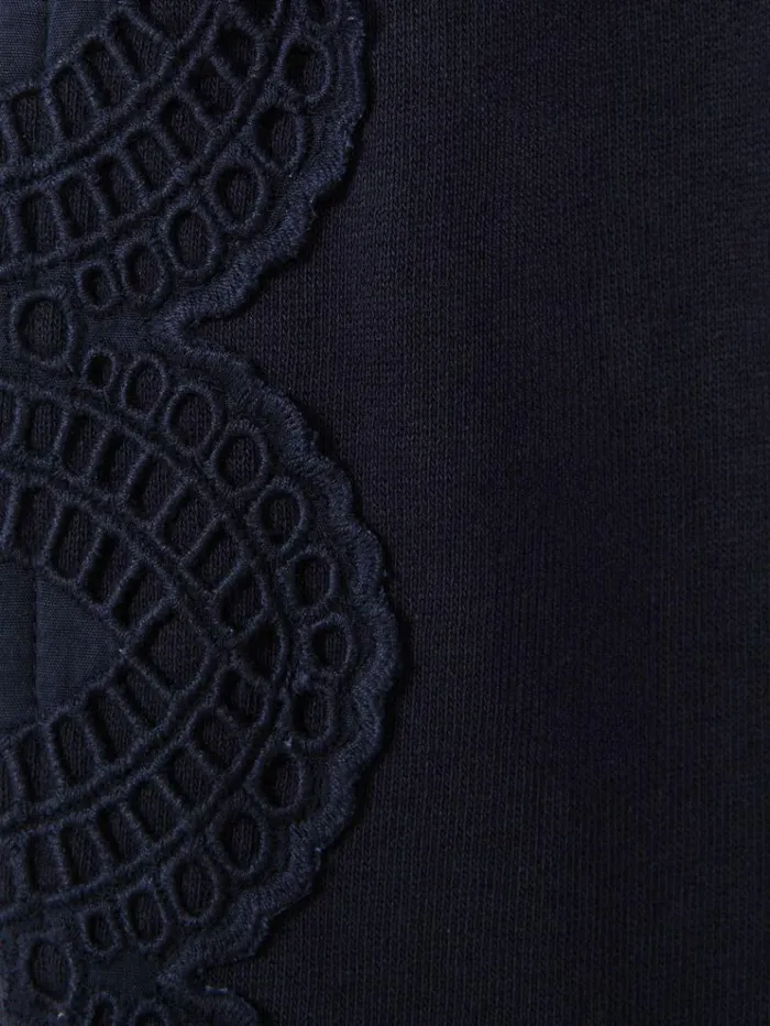 REISS CoOrds Children Sophie Teen Cotton Broderie Drawstring Trousers Navy