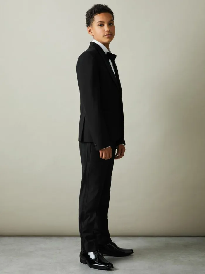 REISS Coats and Jackets Children Tuxedo Satin Single Breasted Blazer Black