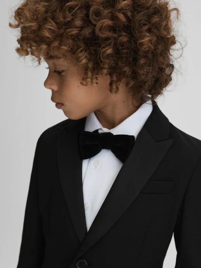 REISS Coats and Jackets Children Tuxedo Satin Single Breasted Blazer Black
