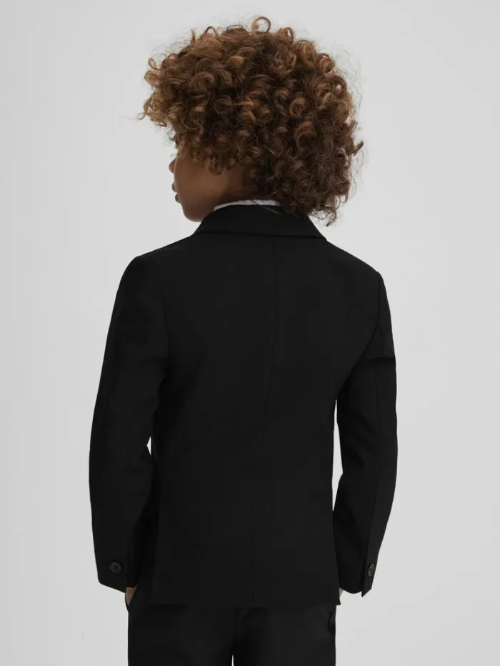 REISS Coats and Jackets Children Tuxedo Satin Single Breasted Blazer Black