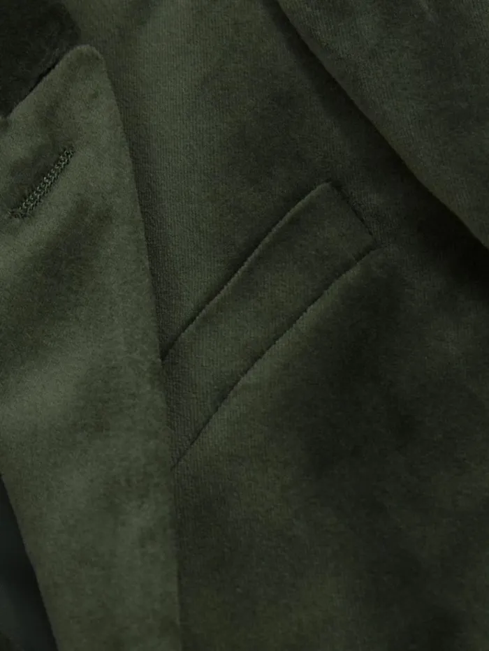 REISS Coats and Jackets Children Velvet Single Breasted Blazer Sage Green
