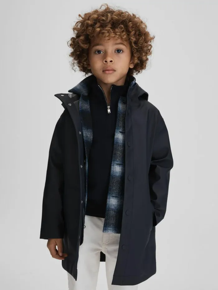 REISS Coats and Jackets Children Water Repellent Hooded Coat Navy