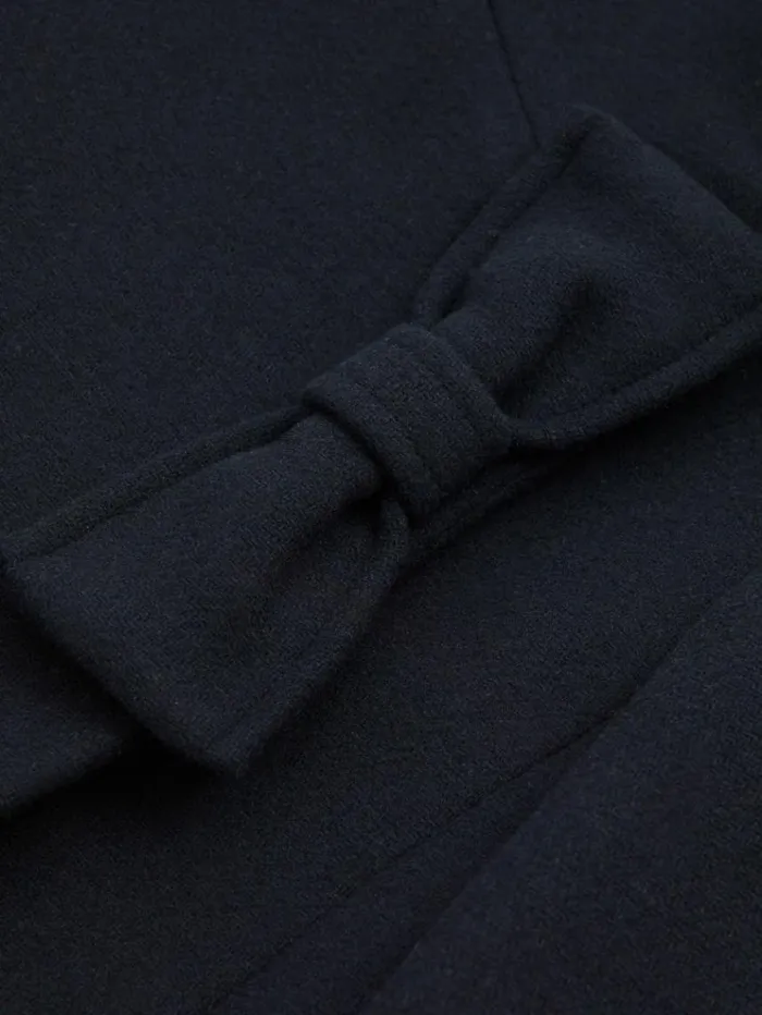 REISS Coats and Jackets Children Wool Blend Funnel Neck Bow Coat Navy