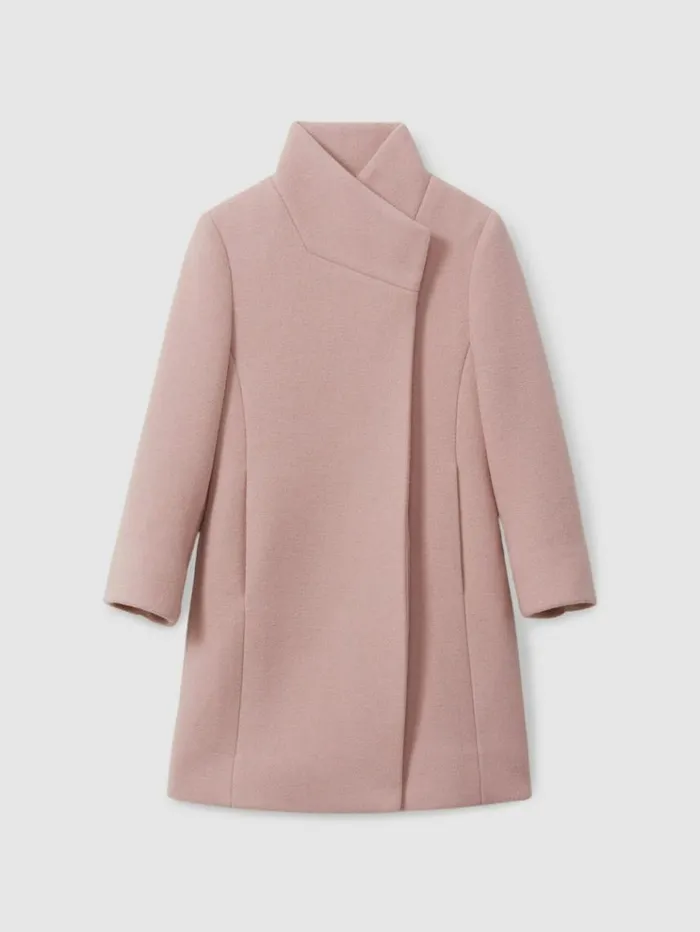 REISS Coats and Jackets Children Wool Blend Funnel Neck Coat Pink