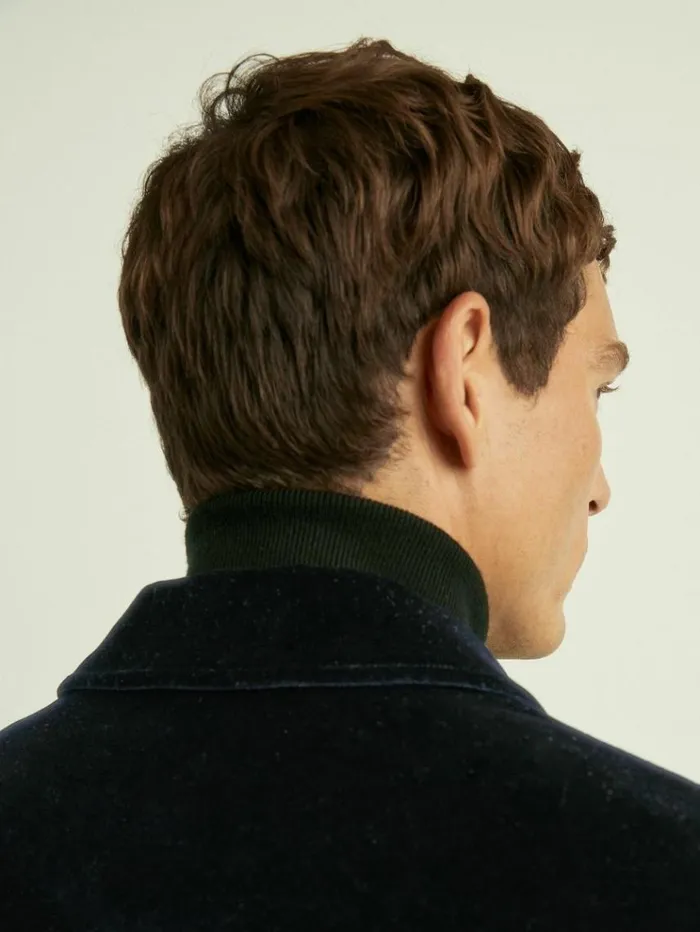 REISS Coats and Jackets Men Cotton Blend Velvet Jacket Navy