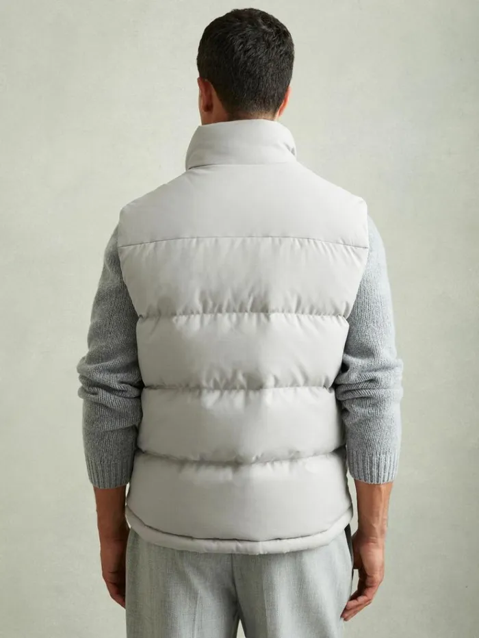 REISS Coats and Jackets Men Patch Pocket Quilted Gilet Grey