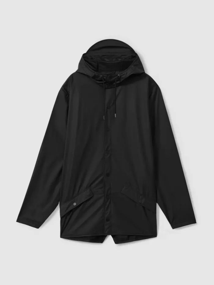REISS Coats and Jackets Men Rains Unisex Hooded Raincoat Black