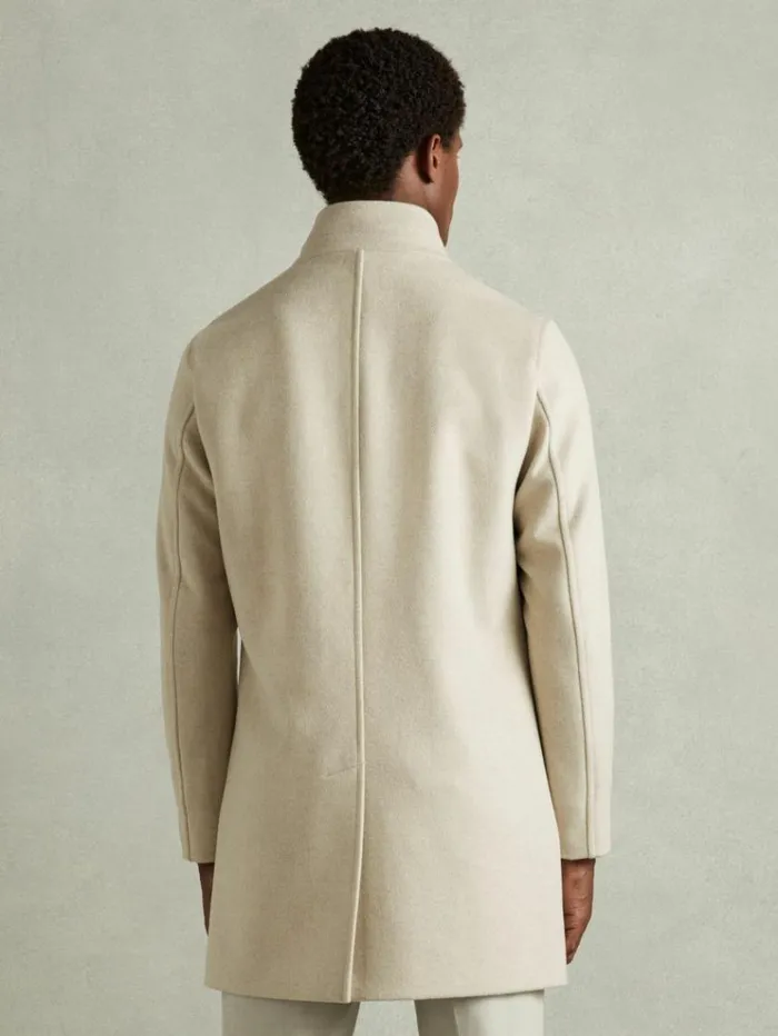 REISS Coats and Jackets Men WoolBlend Alcantara Hybrid Coat Oatmeal