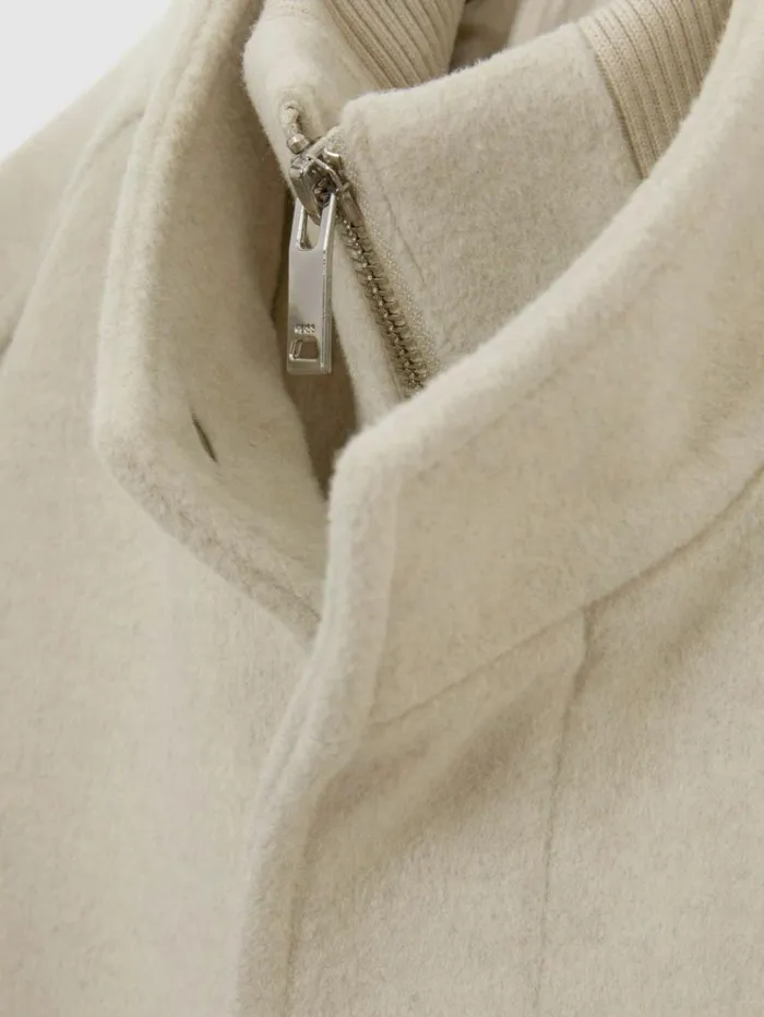 REISS Coats and Jackets Men WoolBlend Alcantara Hybrid Coat Oatmeal