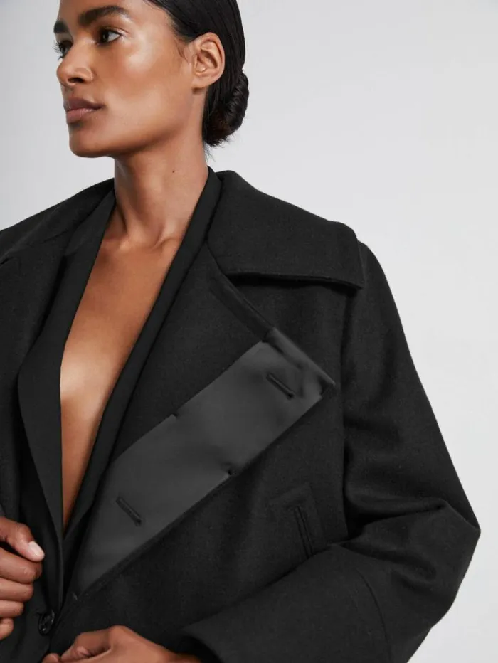 REISS Coats and Jackets Women Atelier Felted Trapeze Coat Black