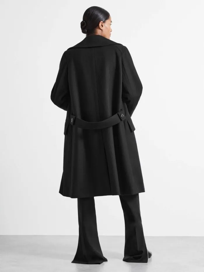 REISS Coats and Jackets Women Atelier Felted Trapeze Coat Black