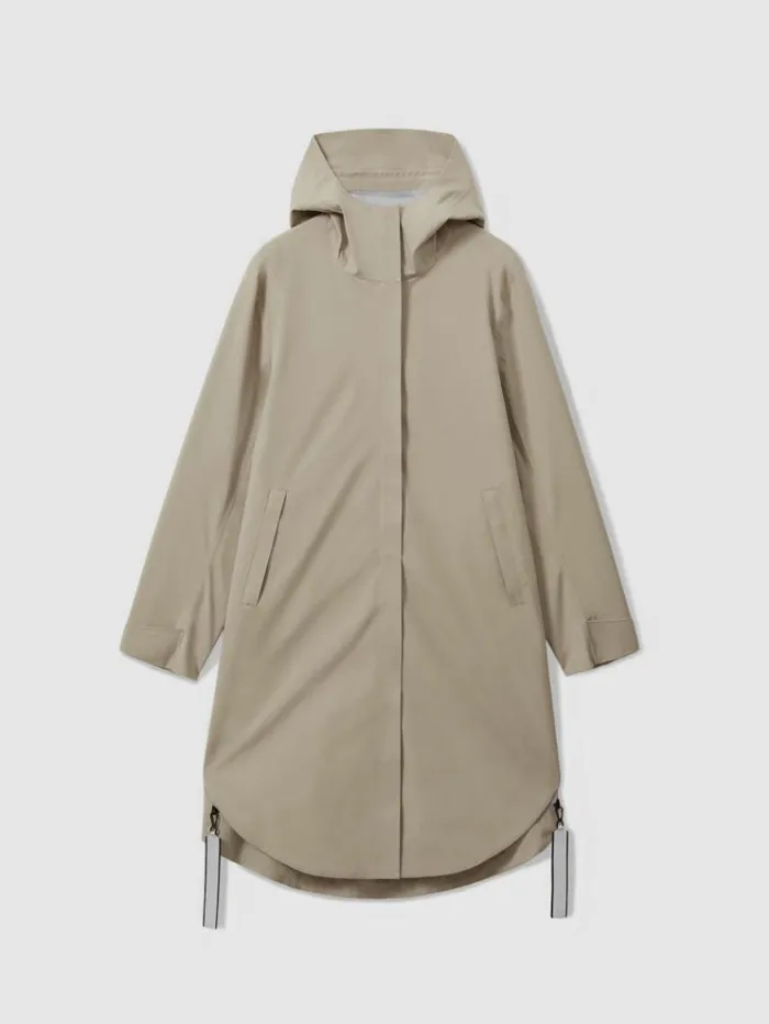 REISS Coats and Jackets Women Scandinavian Edition Hooded Cape Raincoat Khaki