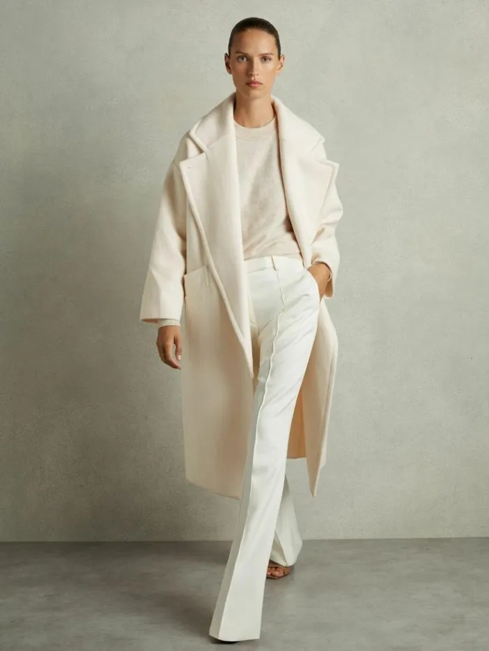 REISS Coats and Jackets Women WoolBlend Blindseam Coat Cream