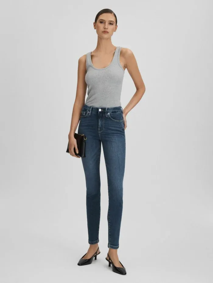 REISS Denim Women Good American Cropped Skinny Jeans Blue