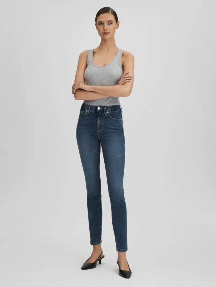 REISS Denim Women Good American Cropped Skinny Jeans Blue