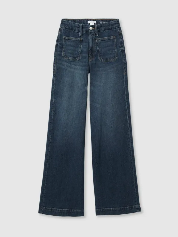 REISS Denim Women Good American HighRise Palazzo Jeans Indigo