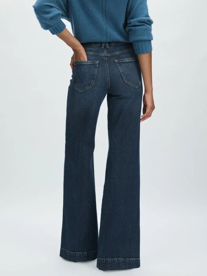 REISS Denim Women Good American HighRise Palazzo Jeans Indigo