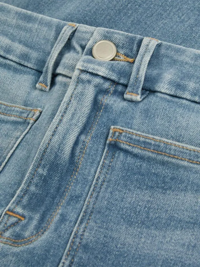 REISS Denim Women Good American Mid Rise Flared Jeans Mid Blue