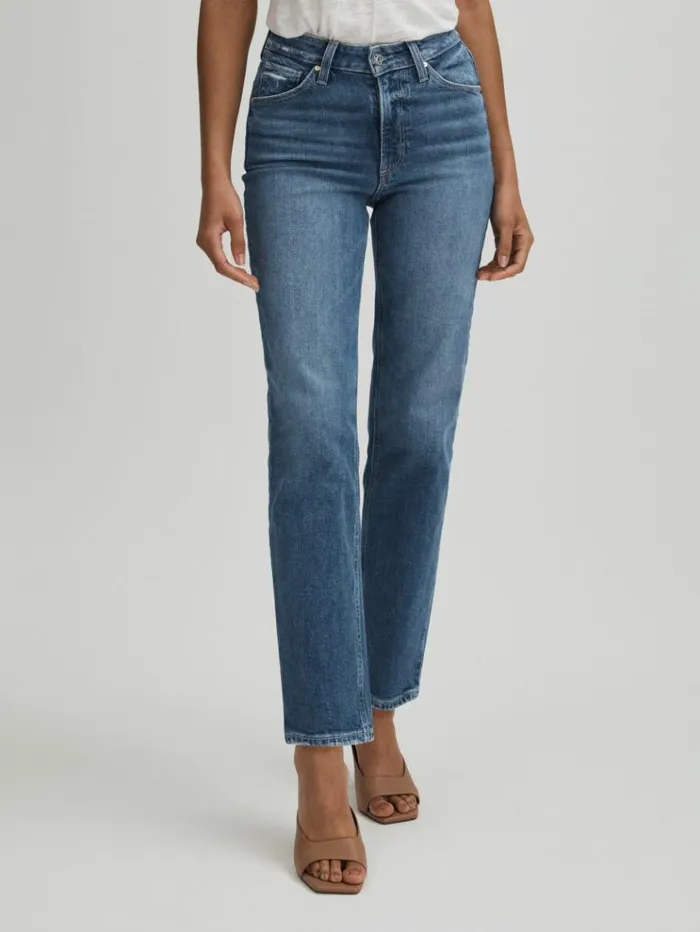 REISS Denim Women Paige Straight Leg Cropped Jeans Familia Blue