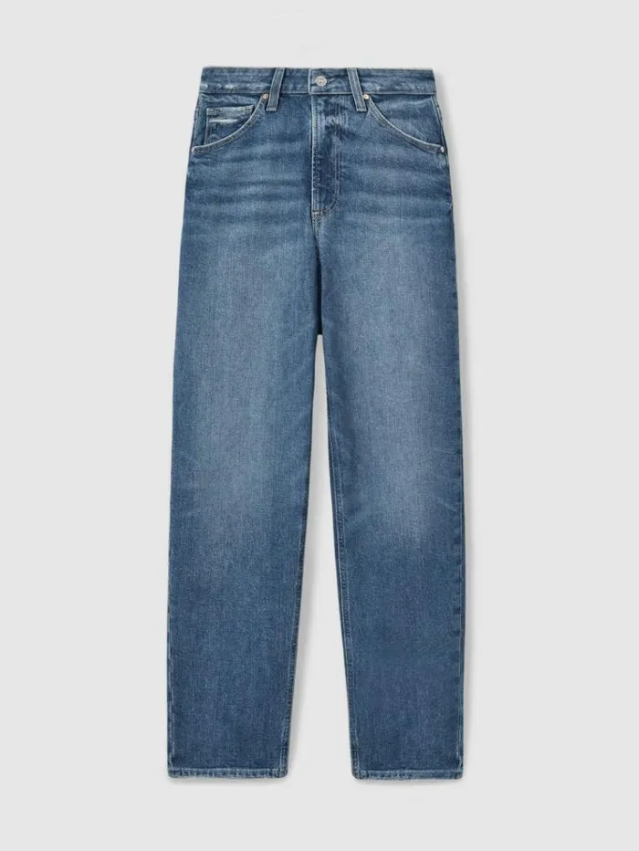 REISS Denim Women Paige Straight Leg Cropped Jeans Familia Blue