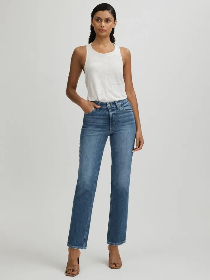 REISS Denim Women Paige Straight Leg Cropped Jeans Familia Blue