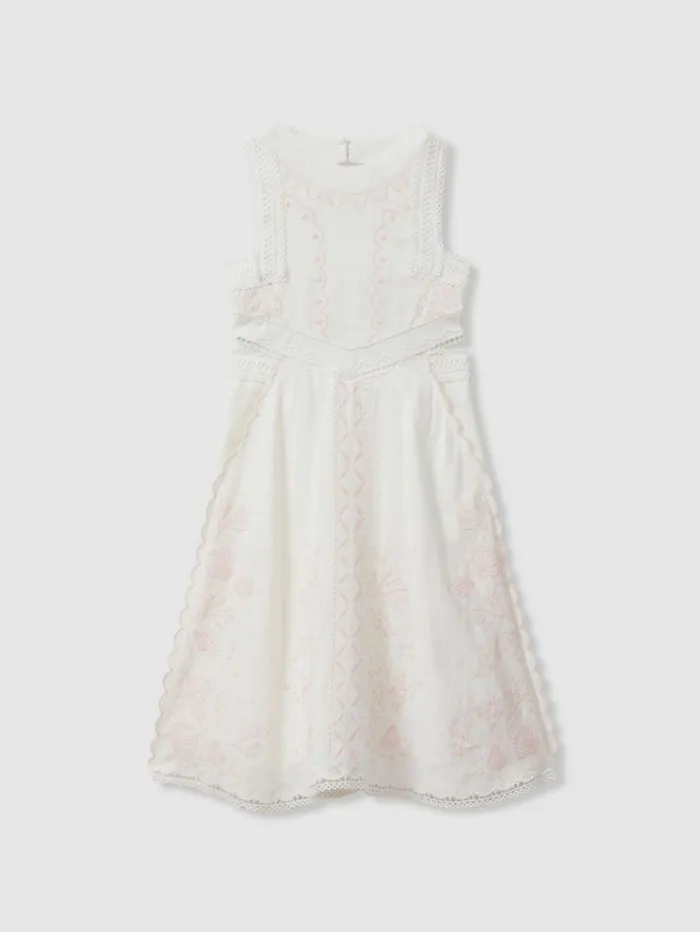 REISS Dresses Children Embroidered Lace Dress Ivory