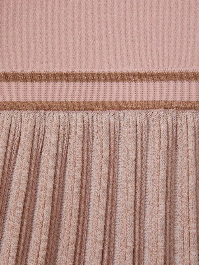 REISS Dresses Children Metallic Pleated Knitted Dress Pink