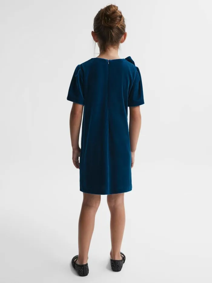REISS Dresses Children Velvet Bow Dress Teal