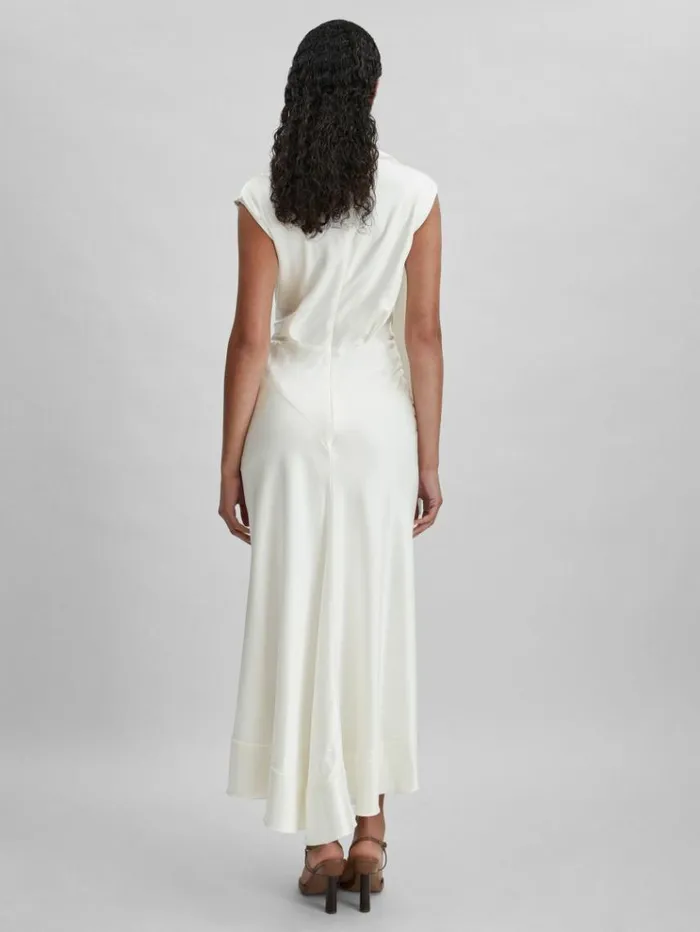 REISS Dresses Women Acler Drape Element Asymmetric Midi Dress Ivory