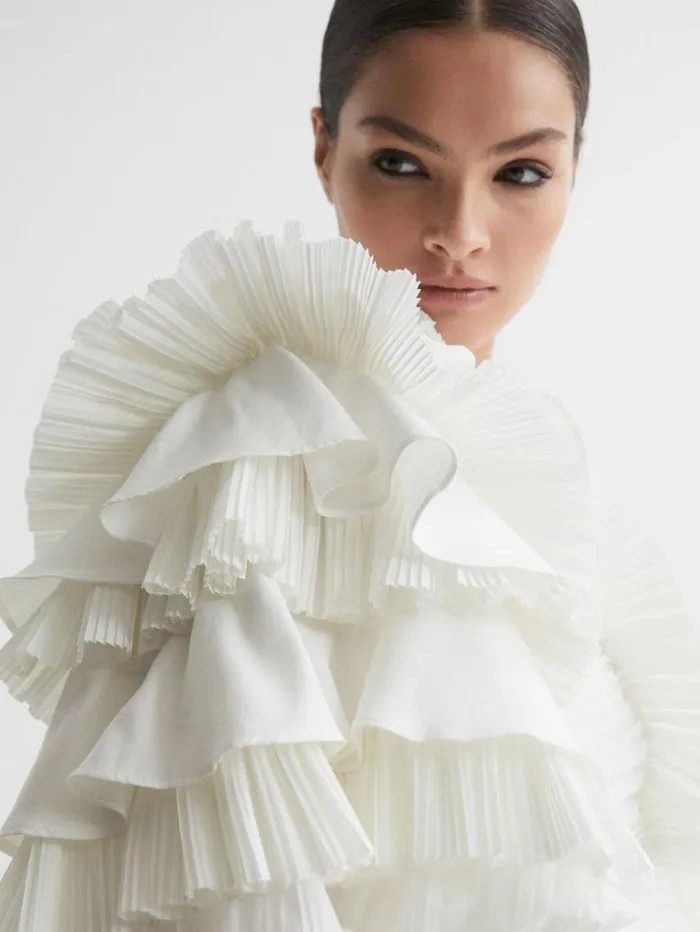 REISS Dresses Women Acler OneShoulder Ruffle Mini Dress Ivory