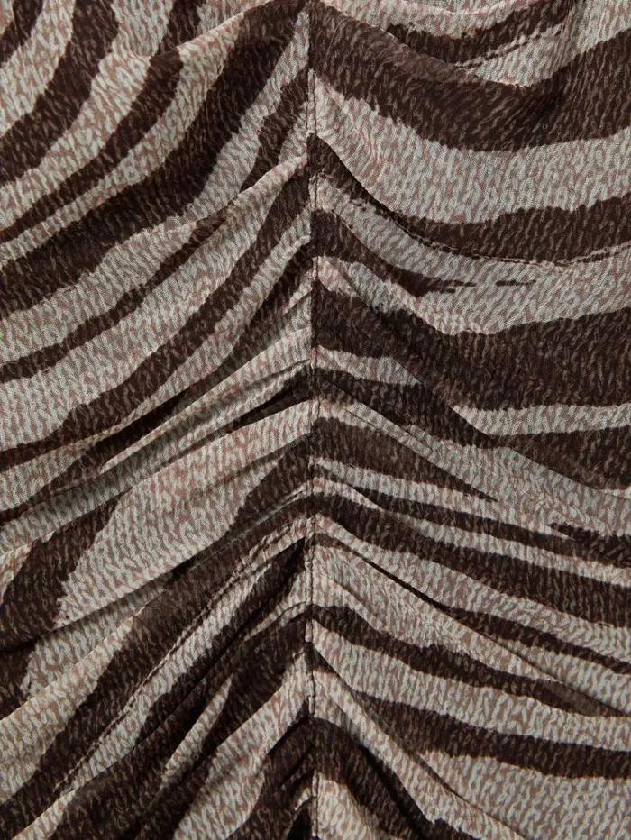 REISS Dresses Women Animal Printed Midi Dress Browncream