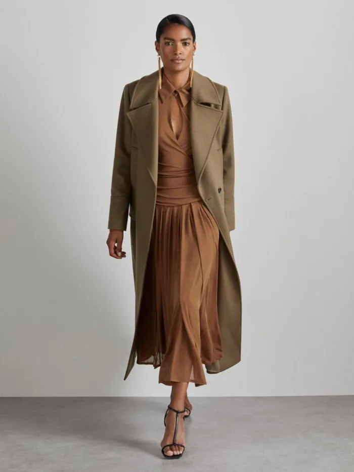 REISS Dresses Women Atelier GatheredGeorgette Maxi Dress Tan