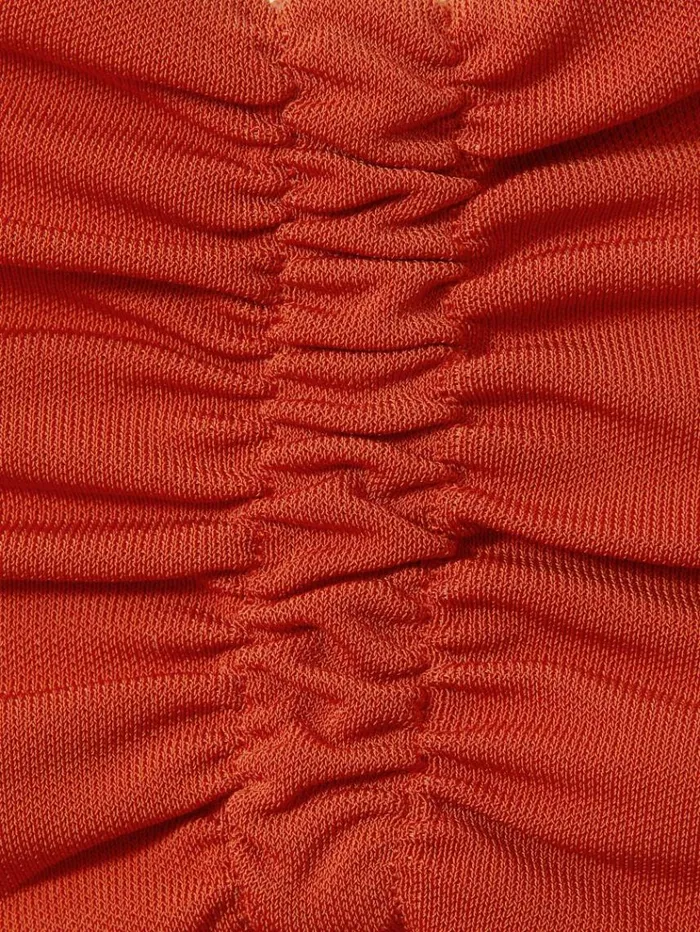 REISS Dresses Women Jersey Ruched Midi Dress Rust