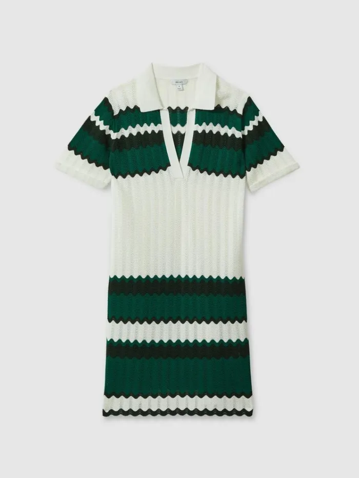 REISS Dresses Women Knitted Tunic Dress Greenwhite
