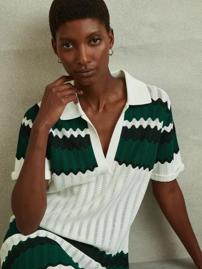 REISS Dresses Women Knitted Tunic Dress Greenwhite
